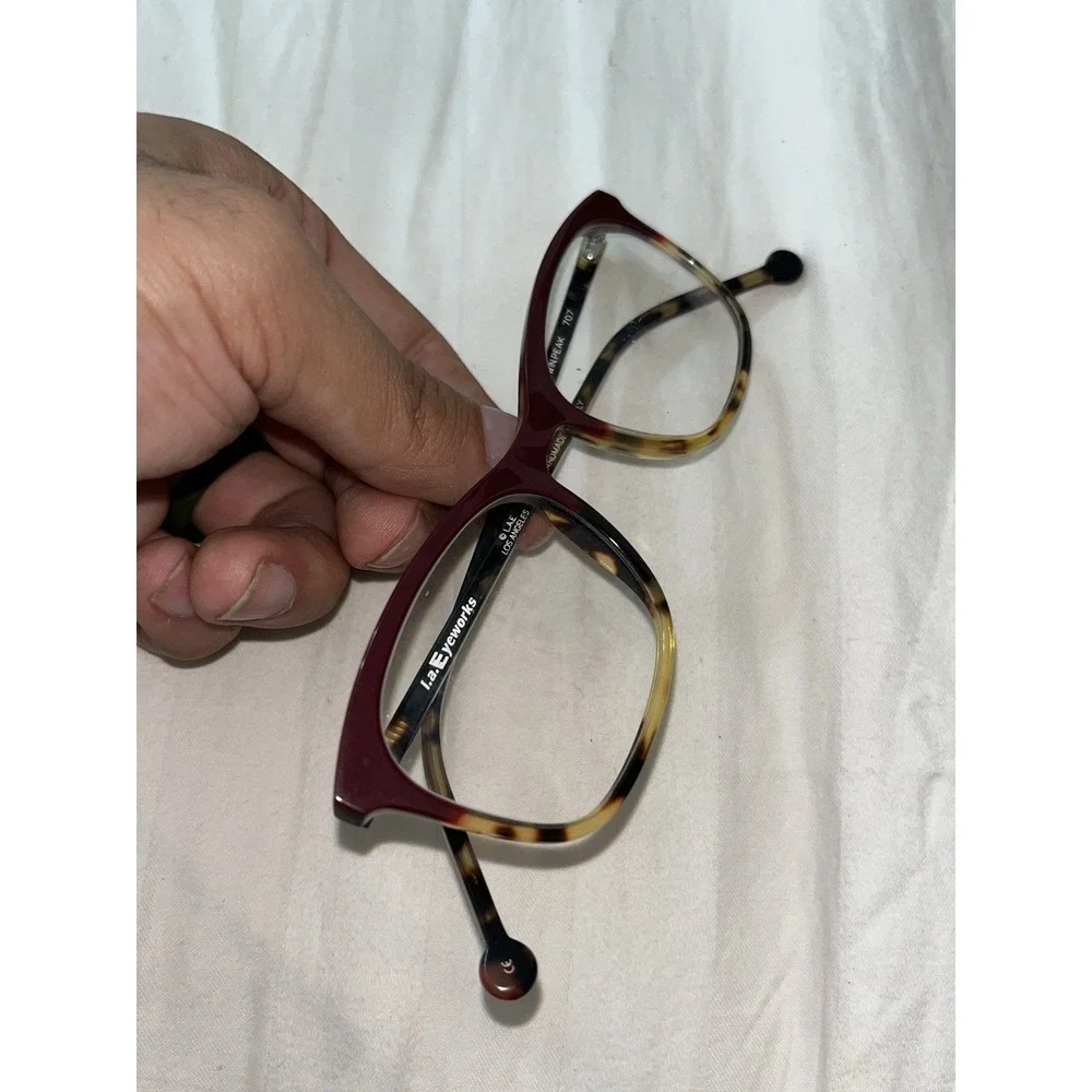L.A.‎ EYEWORKS TWIN PEAKS 707 ONE PAIR RED TORTOISE SPLIT ITALY 49/19-143 MM
